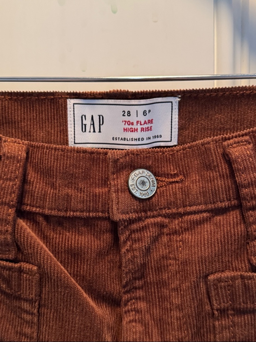 GAP Brown Corduroy 70’s Flare High Rise Pants - Picture 2 of 3